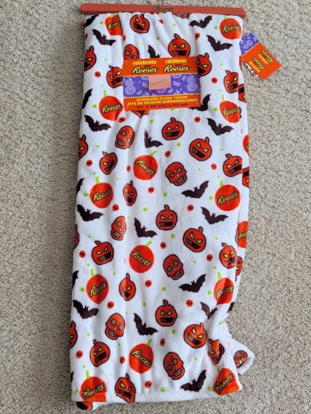 Hershey ®️ REESE Oversized Halloween Plush Throw With Spooky Chocolate Design 🍫